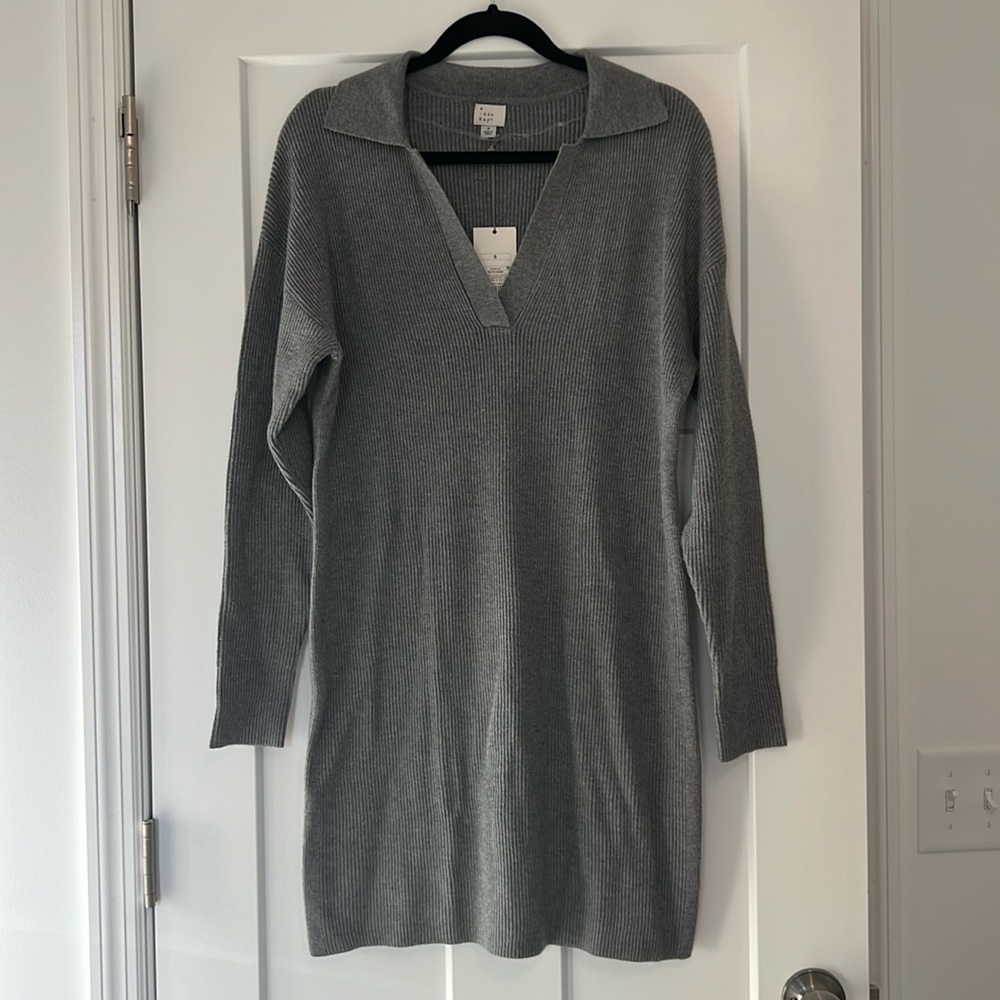 a new day Gray Ribbed Sweater Dress